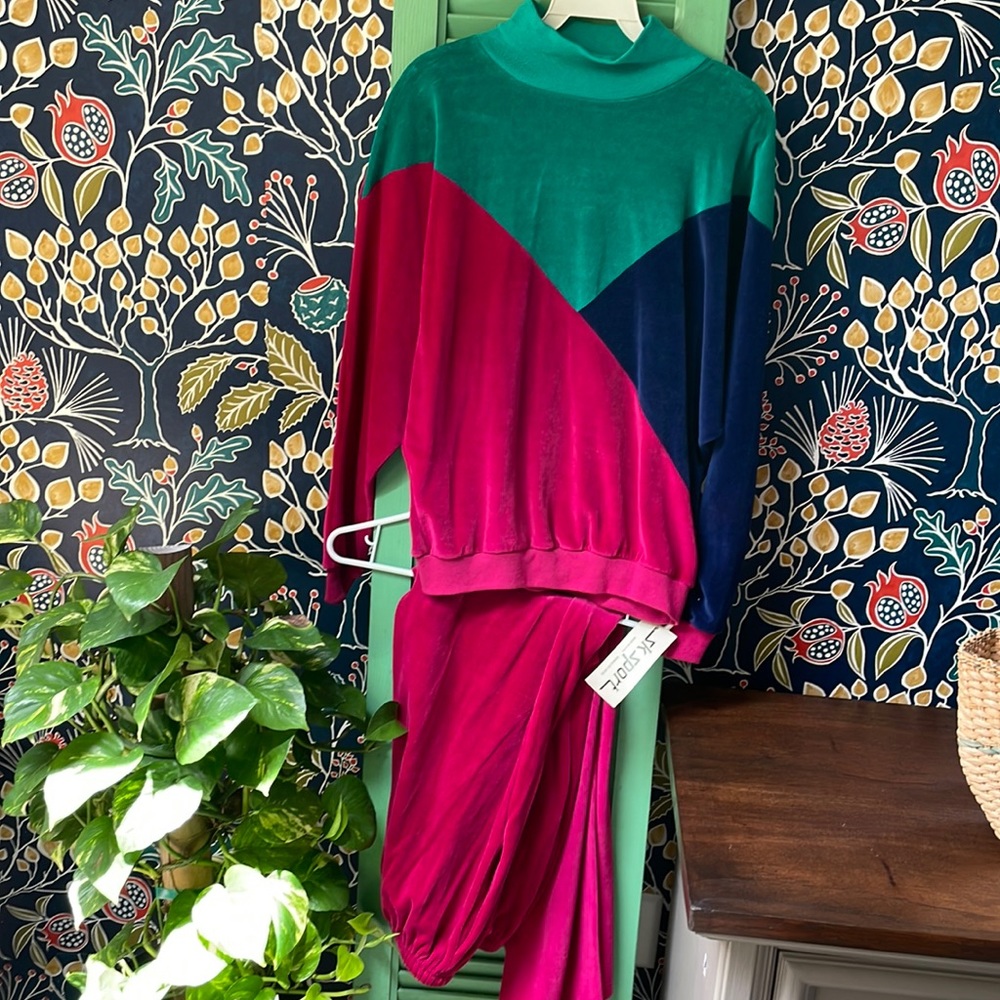 NWT SK Sport Retro Colorblock Pink Vintage Sweatsuit